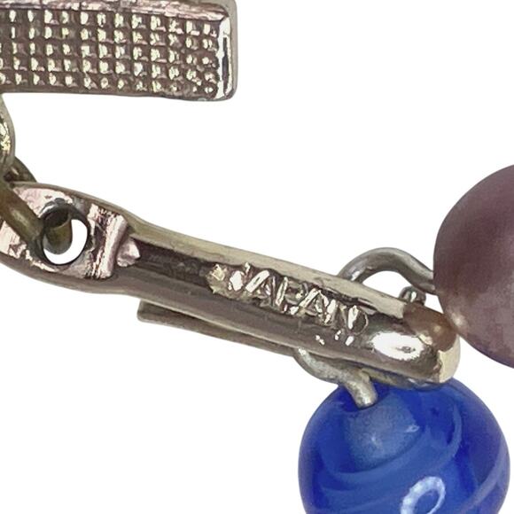 VTG Japan 50s 60s Necklace Two Strand Glass Bead Faux Pearl Graduated Colorful - Picture 8 of 13